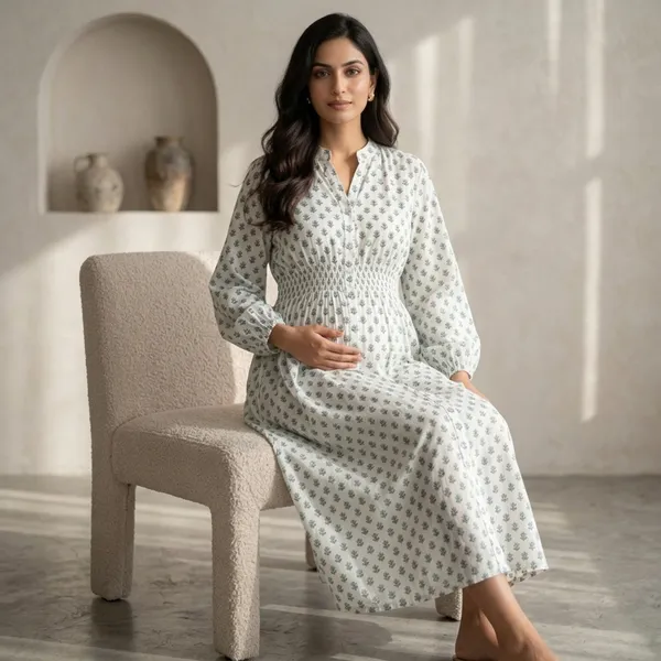 Petite_Flora_Smocked-Waist_Maternity_Dress