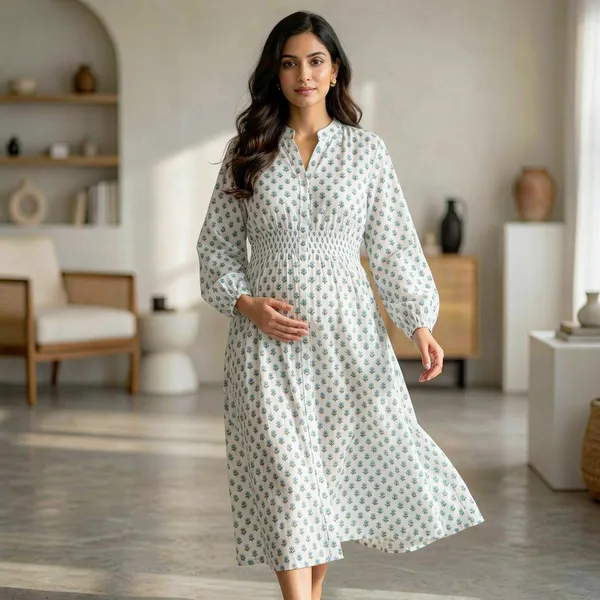 Petite_Flora_Smocked-Waist_Maternity_Dress