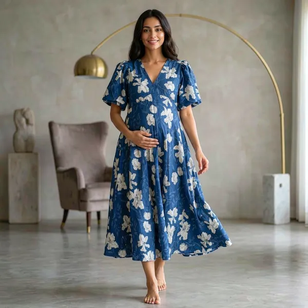 Midnight_Bloom_Maternity_V-Neck_Dress