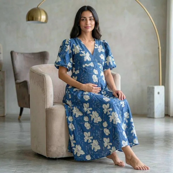 Midnight_Bloom_Maternity_V-Neck_Dress