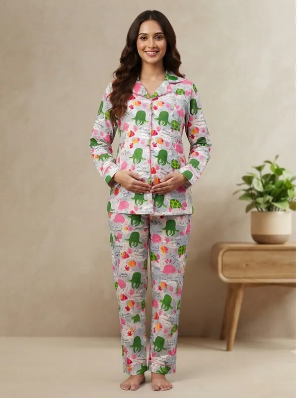 Ocean_Whimsy_Maternity_Cotton_Night_Suit
