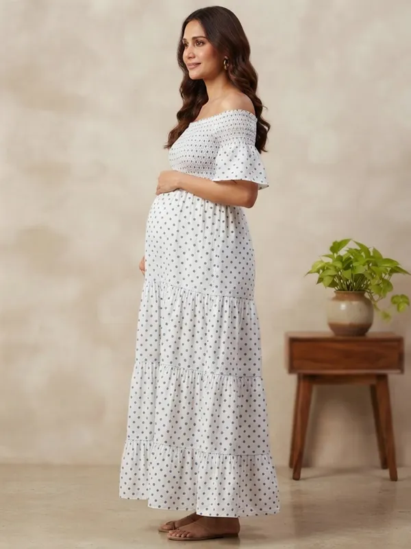 Off-Shoulder_Polka_Dot_Maternity_Maxi_Dress