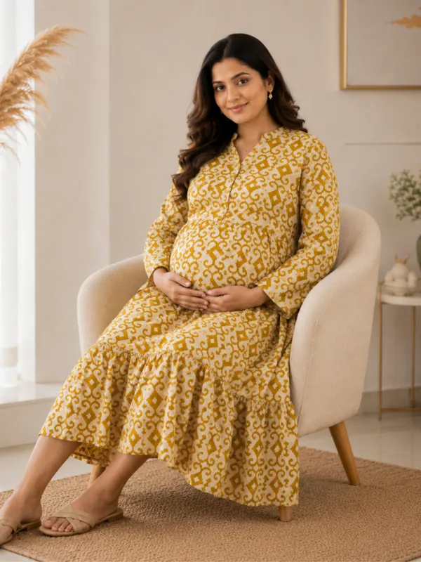 Ikat_Print_Maternity_Midi_Dress