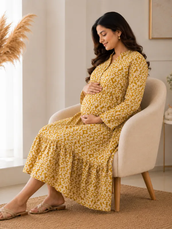 Ikat_Print_Maternity_Midi_Dress