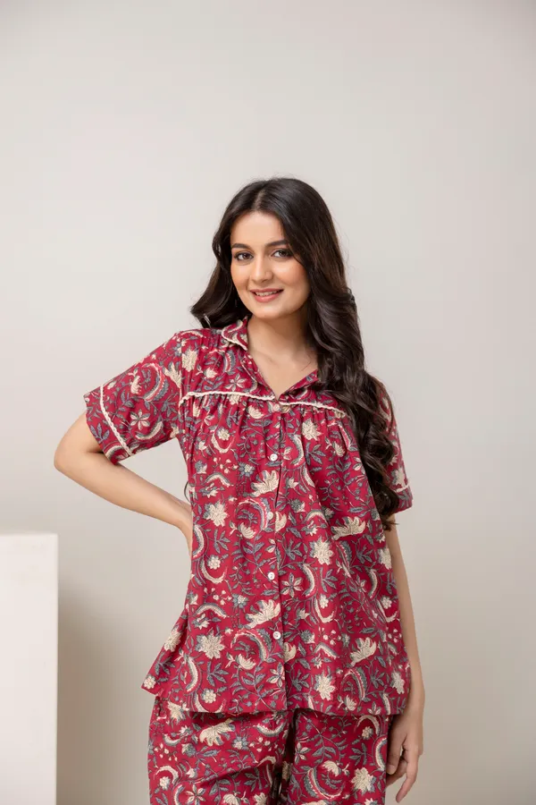 Printed_Pure_Cotton_Collar_Neck_Shirt_With_Trousers