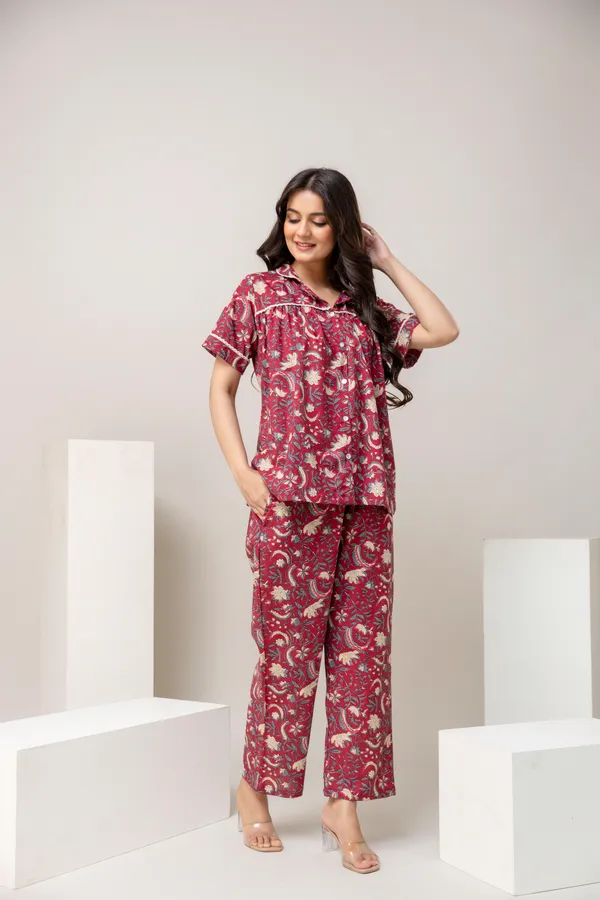 Printed_Pure_Cotton_Collar_Neck_Shirt_With_Trousers
