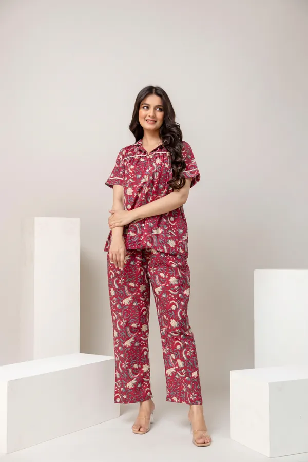 Printed_Pure_Cotton_Collar_Neck_Shirt_With_Trousers