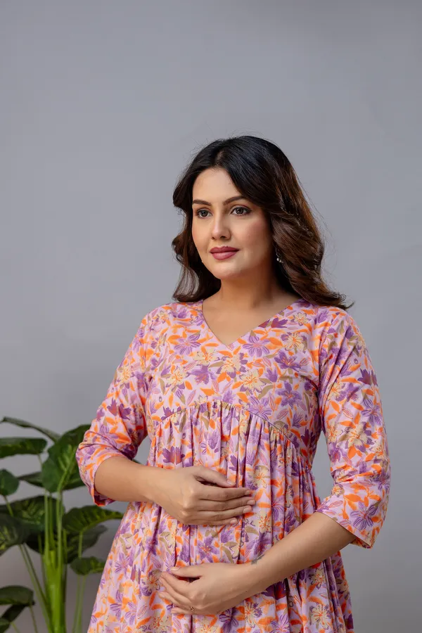 Purple_Pure_Jaipuri_Cotton_Printed__Maternity_Dress_For_Women