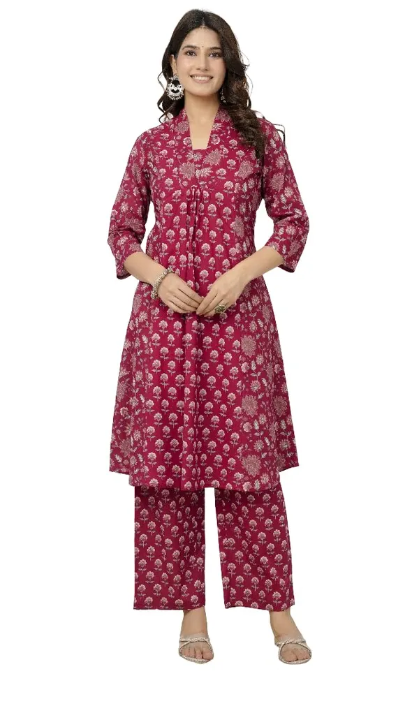 Red_Pure_Jaipuri_Cotton_Printed_A-Line_Kurta_Set__For_Women_&_Girls