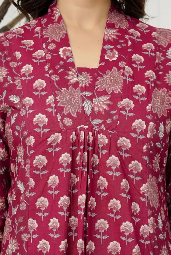 Red_Pure_Jaipuri_Cotton_Printed_A-Line_Kurta_Set__For_Women_&_Girls