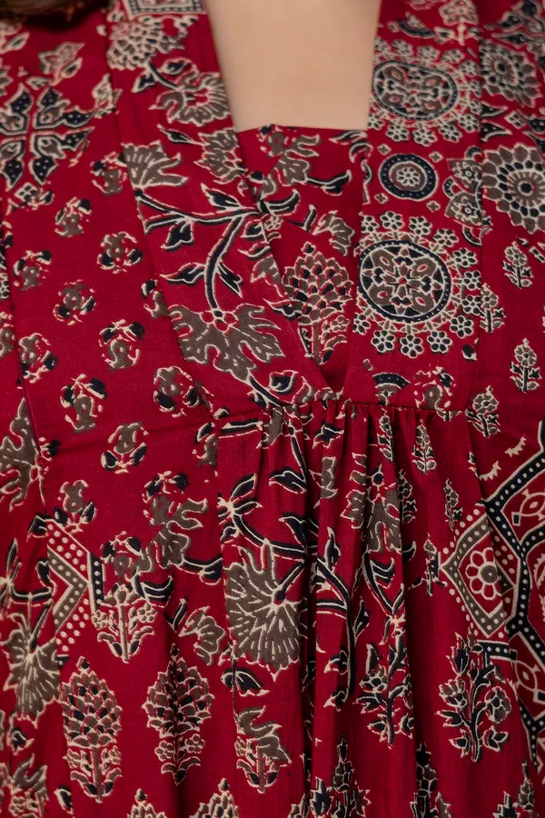 Red_Pure_Jaipuri_Cotton_Printed__Maternity_Dress_For_Women