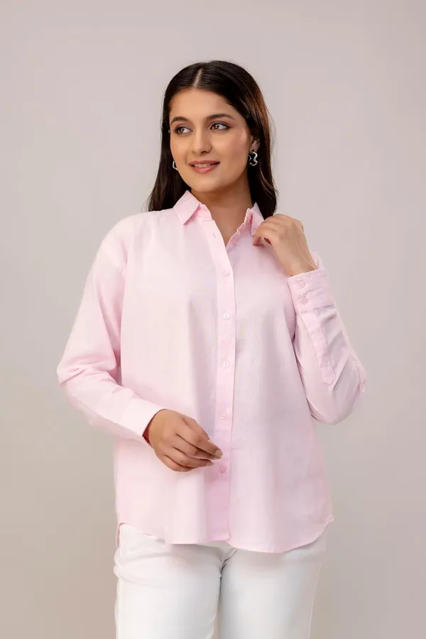 Pink_Linen_Blend_Solid_Full_Sleeve_Regular_Fit_Shirt_For_Women