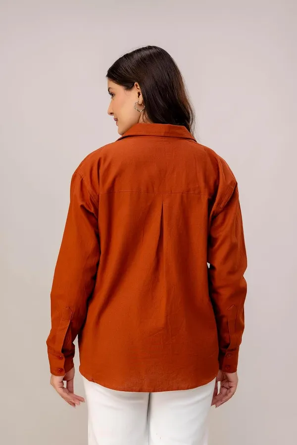 Rust_Linen_Blend_Solid_Full_Sleeve_Oversized_Fit_Shirt_For_Women