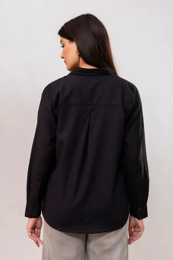 Black_Linen_Blend_Solid_Full_Sleeve_Regular_Fit_Shirt_For_Women