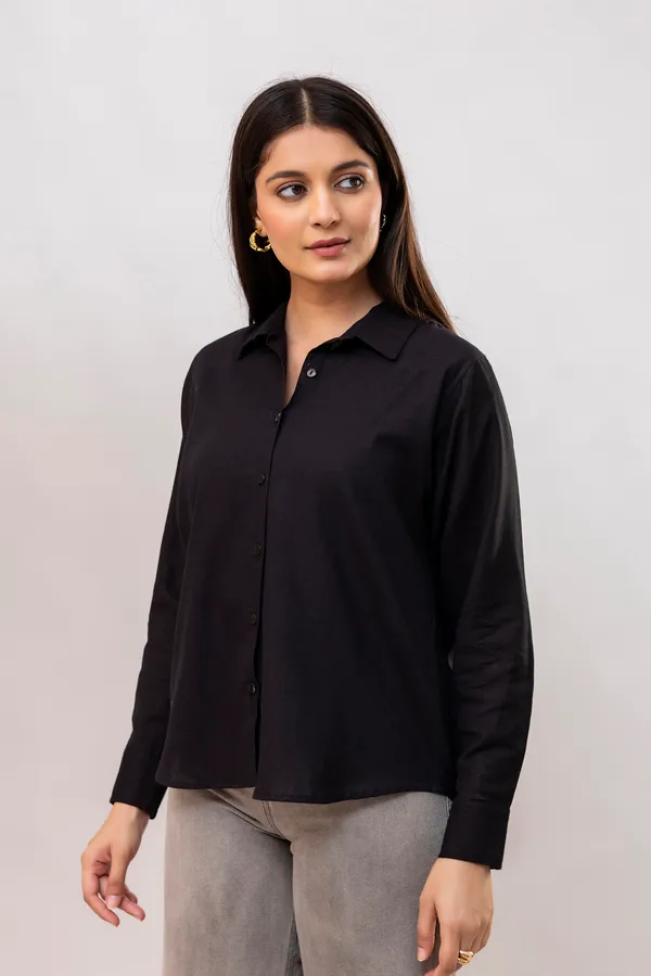 Black_Linen_Blend_Solid_Full_Sleeve_Regular_Fit_Shirt_For_Women