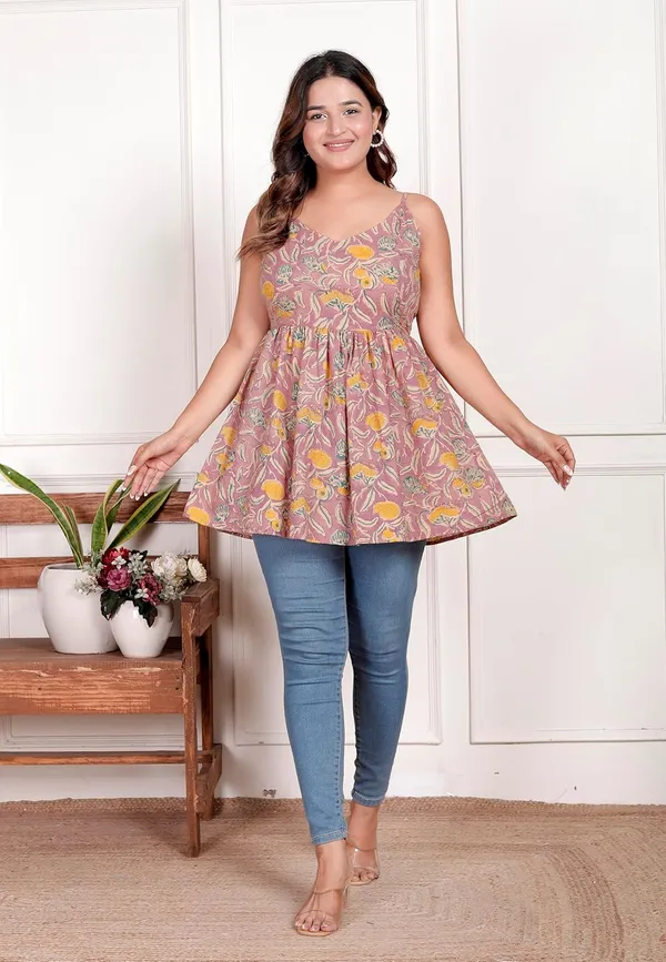 Pink_Floral_Printed_Sleeveless_Tunic_Top_With_Straps_For_Girls_&_Women