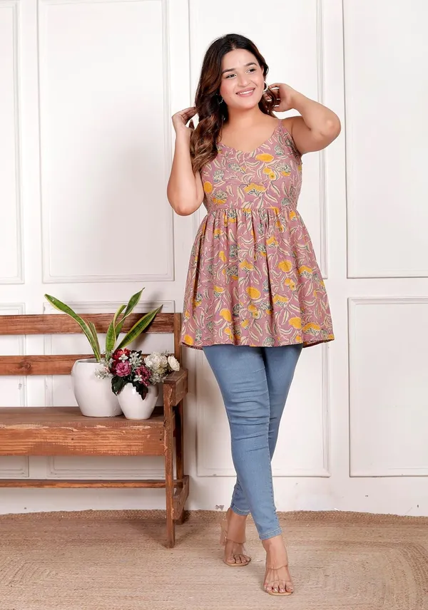 Pink_Floral_Printed_Sleeveless_Tunic_Top_With_Straps_For_Girls_&_Women