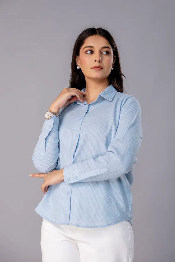 Light_Blue_Katha_Organic_Cotton_Solid_Full_Sleeve_Regular_Fit_Shirt_For_Women