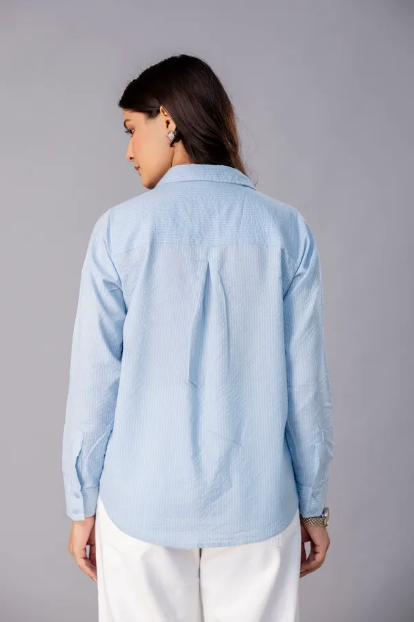 Light_Blue_Katha_Organic_Cotton_Solid_Full_Sleeve_Regular_Fit_Shirt_For_Women