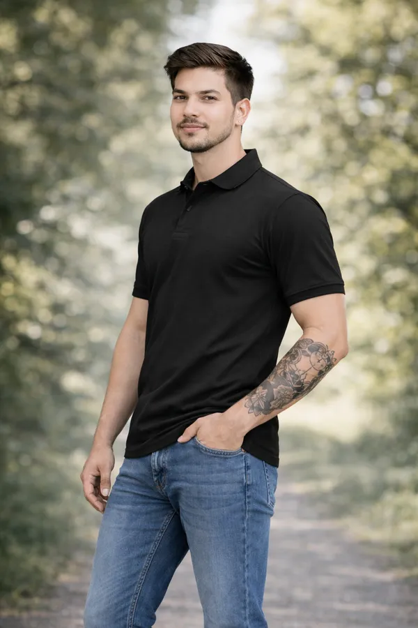 Men’s_Premium_Cotton_Matty_Polo_Black_T-Shirt_–_220_GSM_Classic_Fit