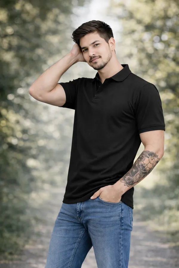 Men’s_Premium_Cotton_Matty_Polo_Black_T-Shirt_–_220_GSM_Classic_Fit