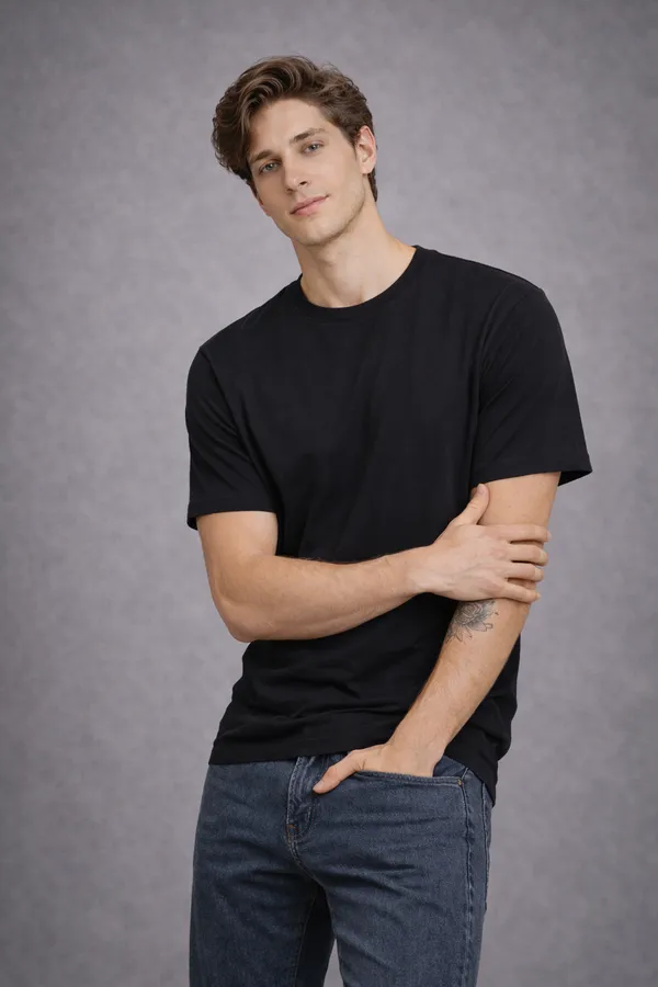 Classic_Black_Cotton_Terry_T-Shirt_–_240_GSM_Premium_Comfort