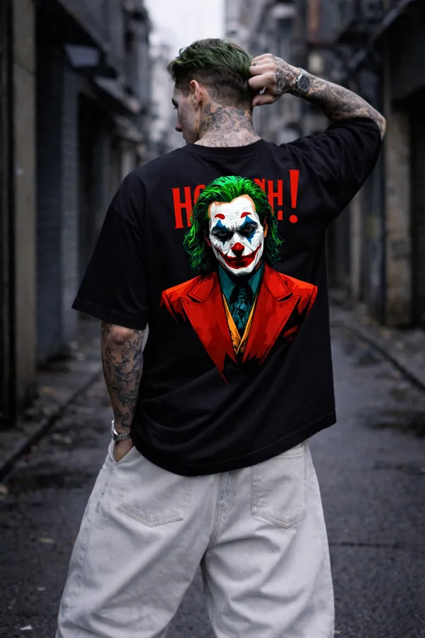 Sewool Joker Laugh Graphic Oversized T-Shirt – Streetwear Back