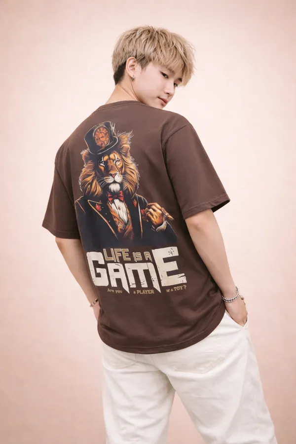 Life_Is_a_Game_Graphic_Oversized_T-Shirt_–_Chocolate_Brown