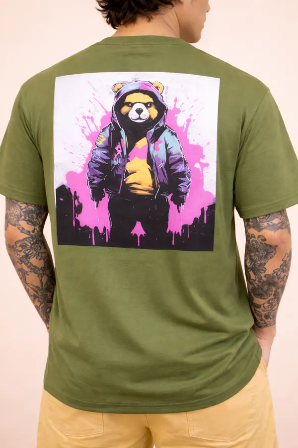 Men’s_Olive_Green_Graphic_T-Shirt_–_Street_Bear_Back_Print