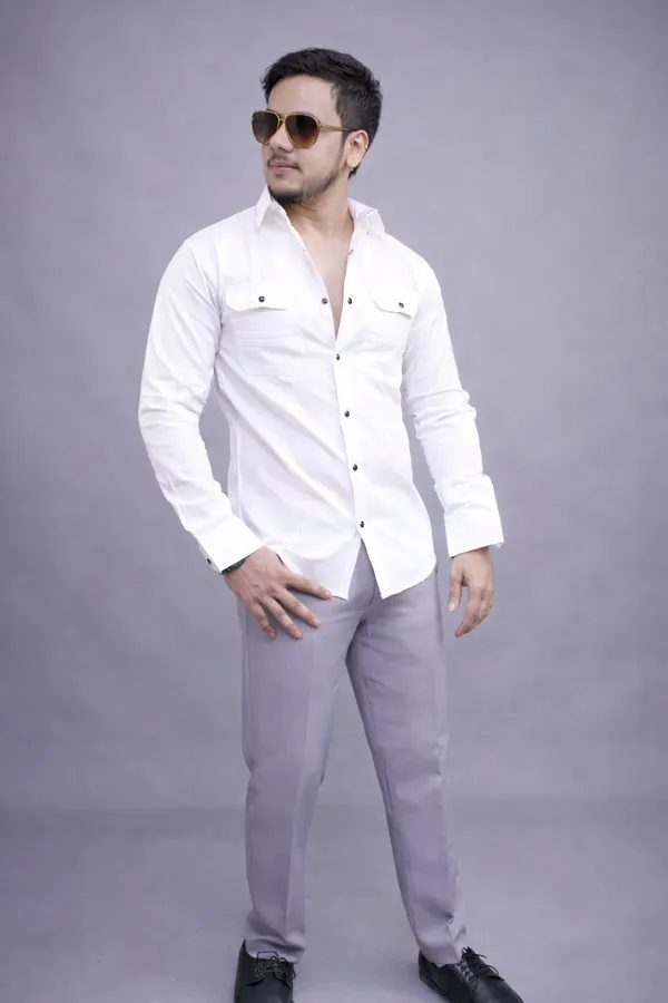 White_Double_Pocket_Shirt_For_Men