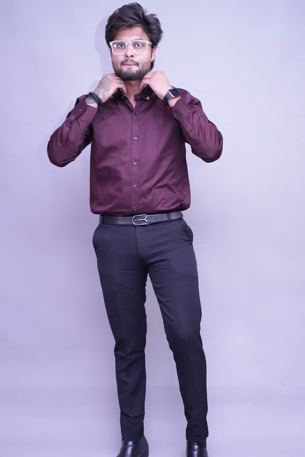 Wine_AmberLinen_Blend_Shirt_For_Men
