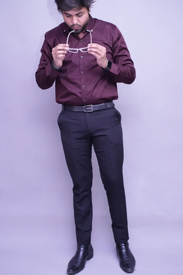 Wine_AmberLinen_Blend_Shirt_For_Men