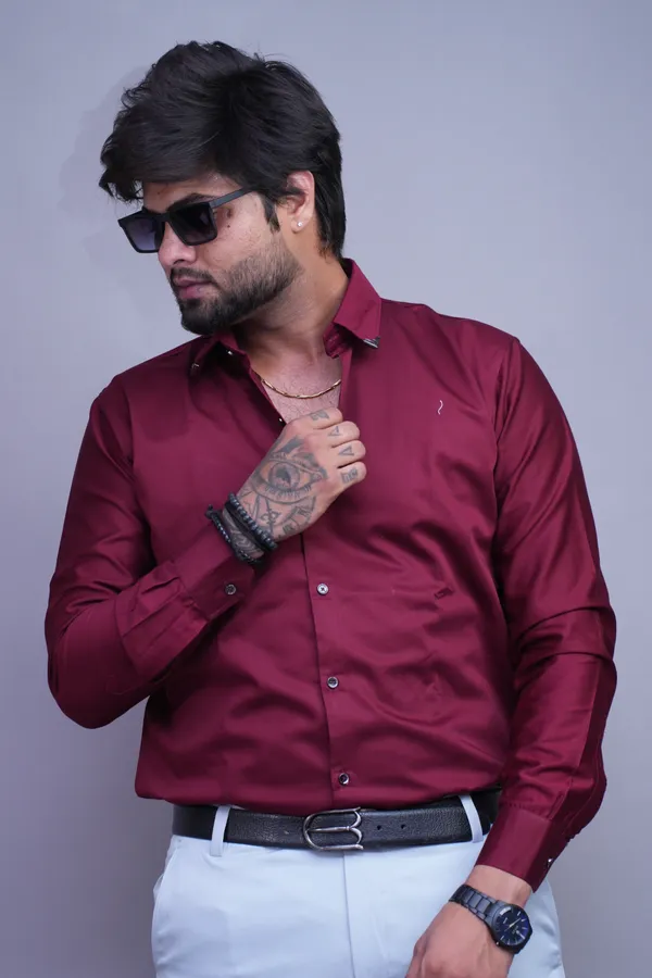 Maroon_Auburn_Linen_Blend_Shirt_For_Men