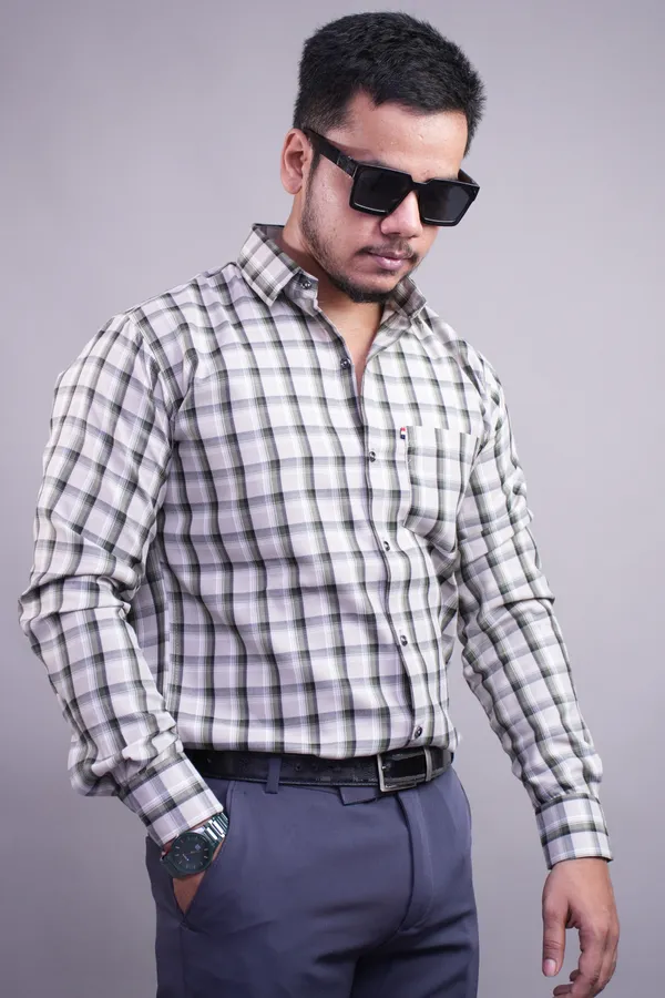 Checksque_Grey_Checked_Shirt_For_Men