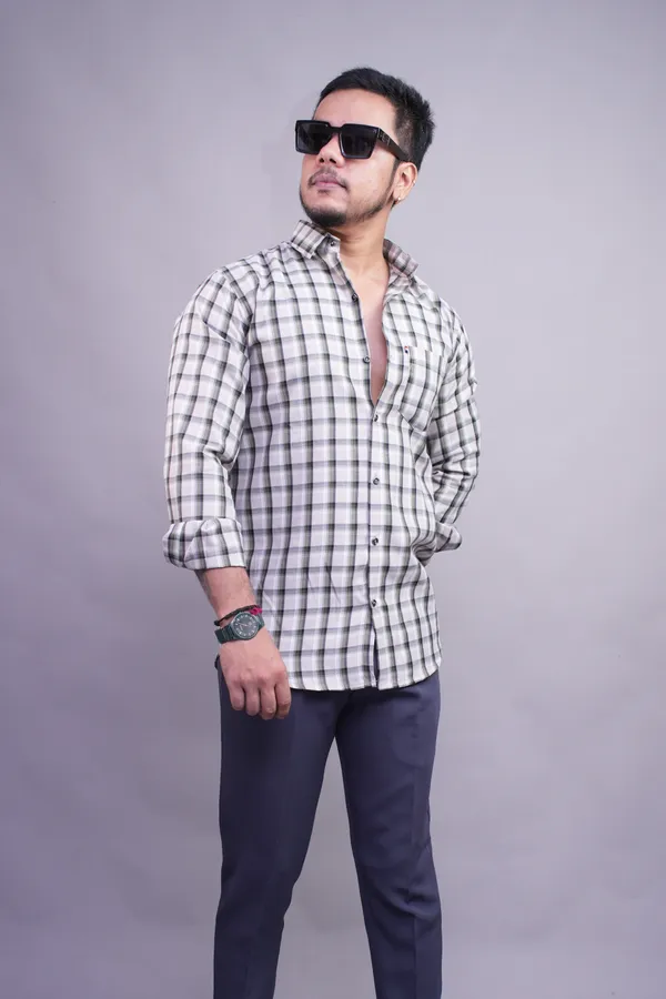 Checksque_Grey_Checked_Shirt_For_Men