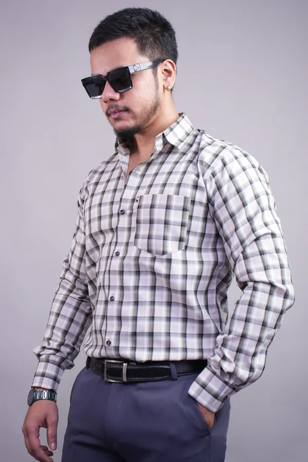 Checksque_Grey_Checked_Shirt_For_Men