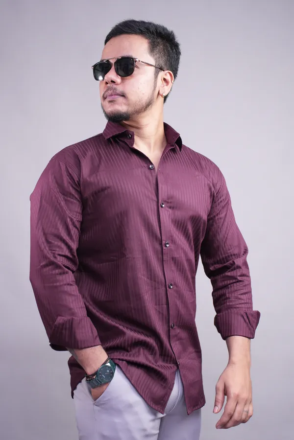 Wine_Striped_Shirt_For_Men