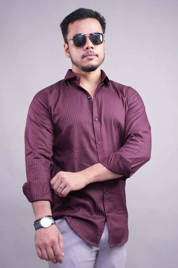 Wine_Striped_Shirt_For_Men