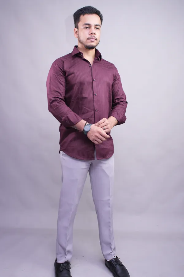 Wine_Striped_Shirt_For_Men