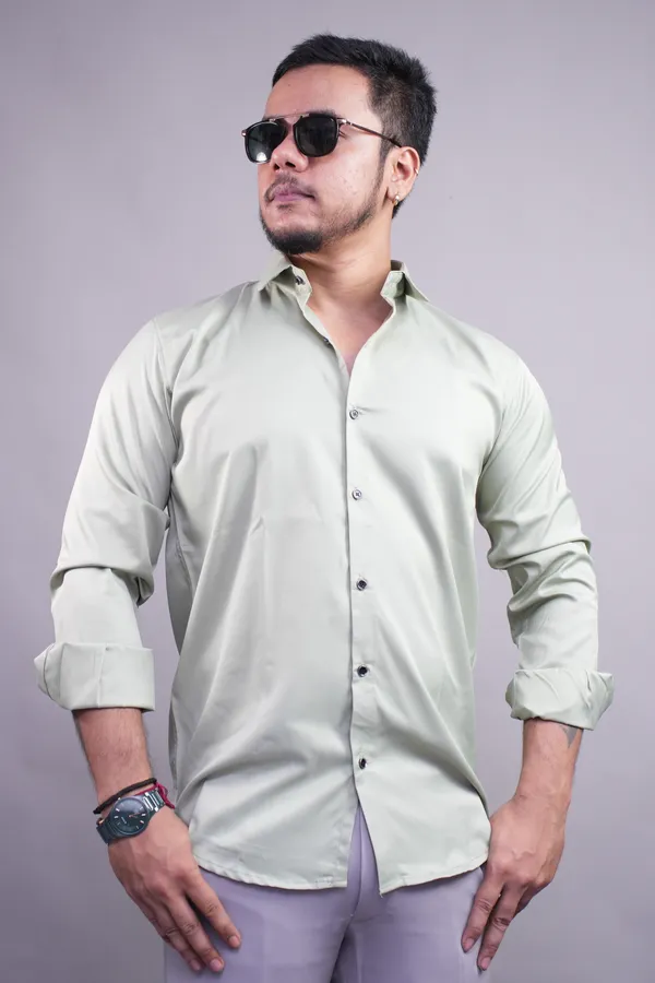Light_Green_Mandarique_Blend_Shirt_For_Men