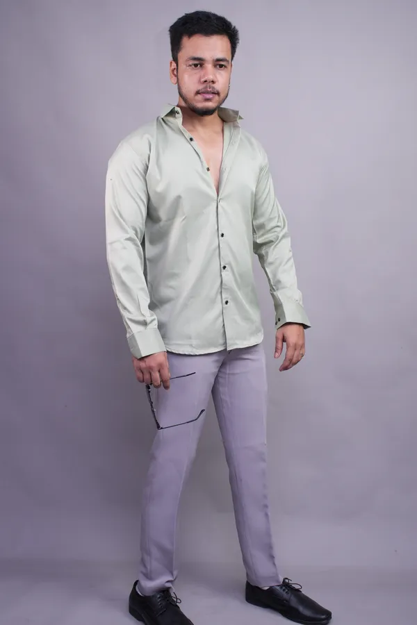 Light_Green_Mandarique_Blend_Shirt_For_Men
