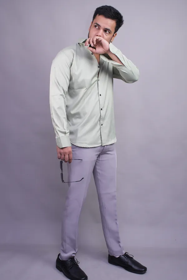 Light_Green_Mandarique_Blend_Shirt_For_Men