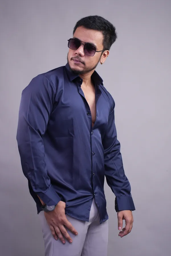 Navy_Blue_Satiny_Shirt_For_Men