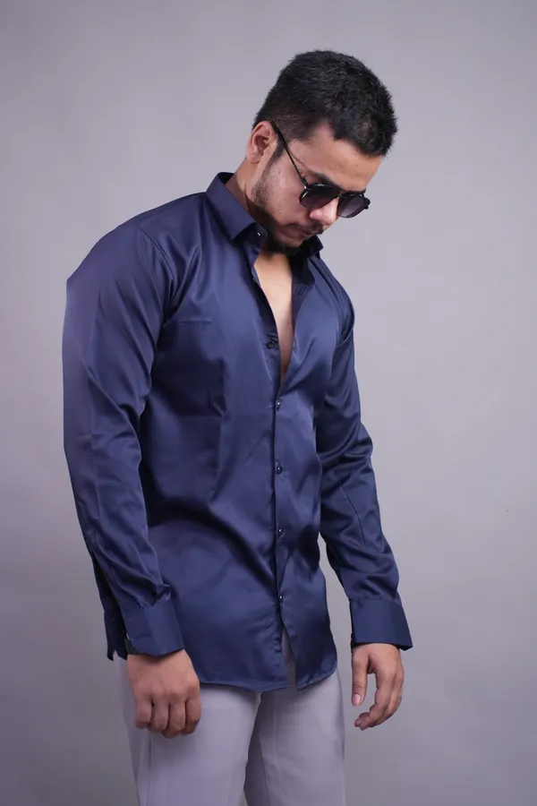 Navy_Blue_Satiny_Shirt_For_Men