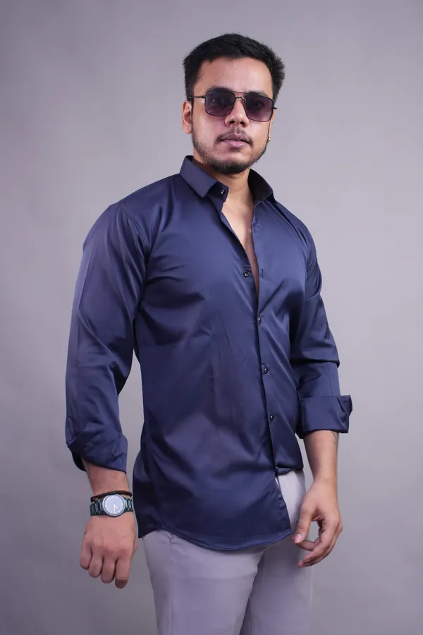 Navy_Blue_Satiny_Shirt_For_Men