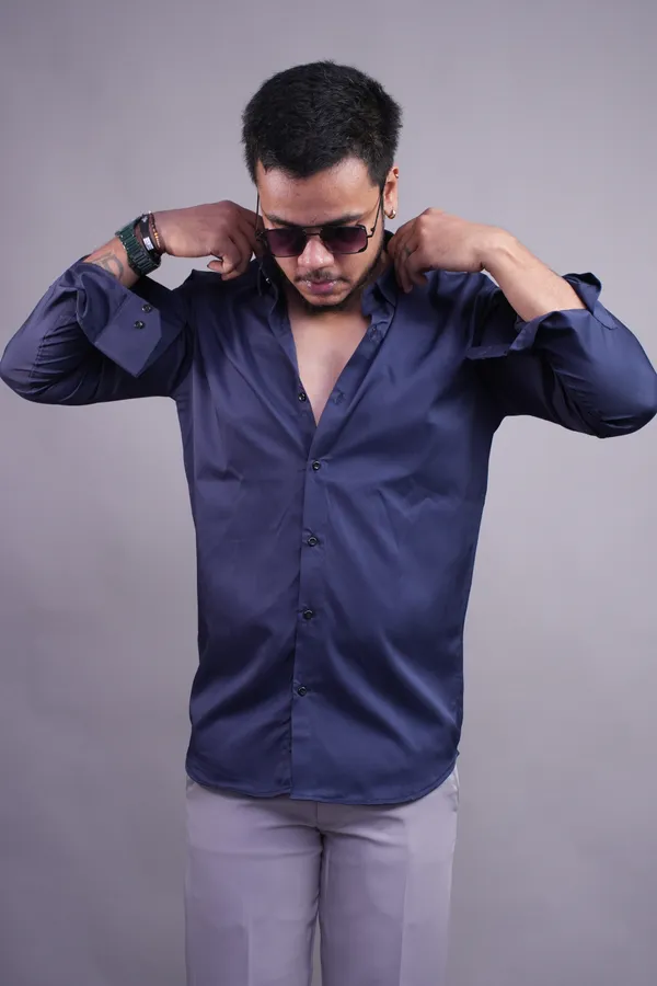 Navy_Blue_Satiny_Shirt_For_Men