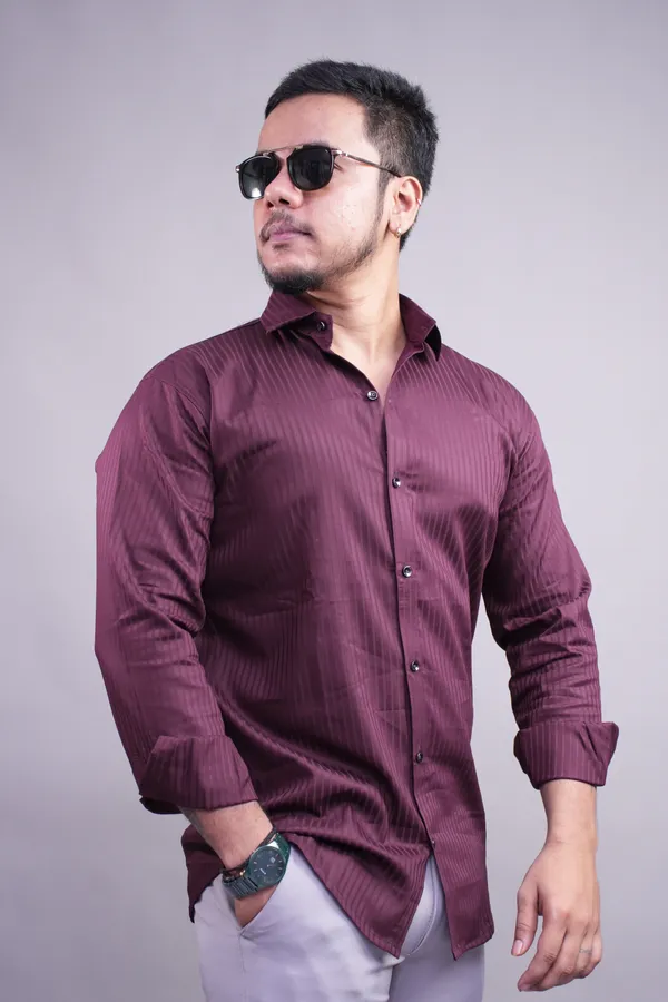 Wine_Striped_Linen_Shirt_For_Men