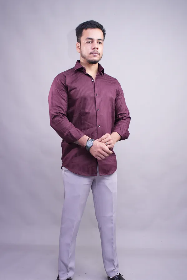 Wine_Striped_Linen_Shirt_For_Men