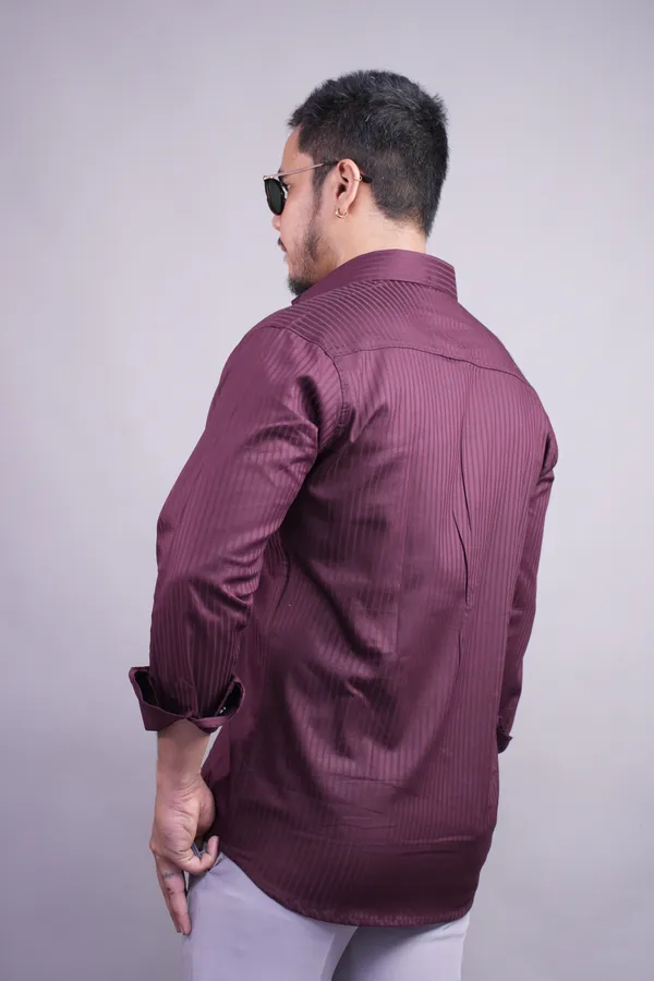 Wine_Striped_Linen_Shirt_For_Men