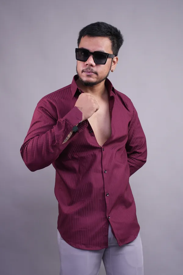 Mahroon_Classy_Striped_Shirt_For_Men